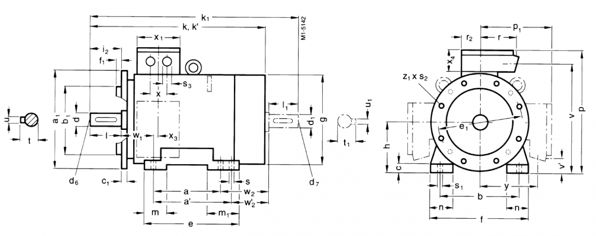 Габаритные и присоединительные размеры (фланец. 225S-315M) 